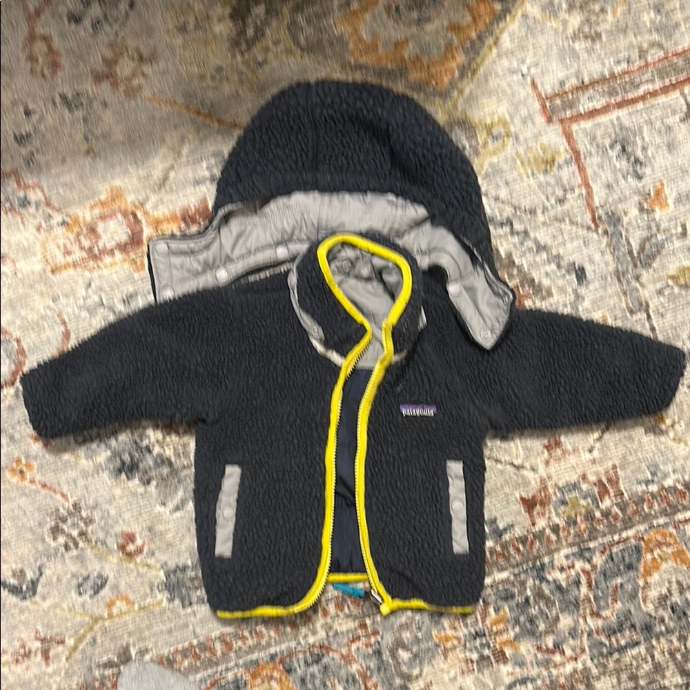 Patagonia Kids Black Jacket with Yellow Trim